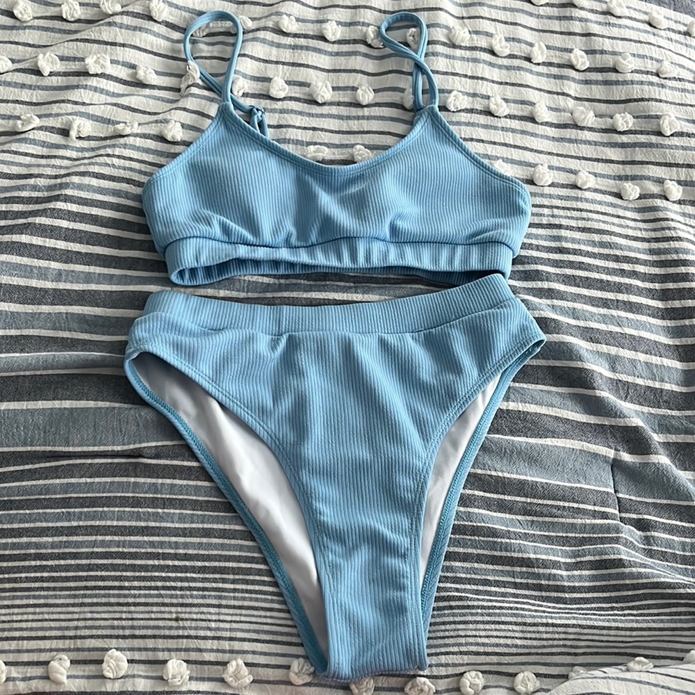 High Leg Blue Bikini
